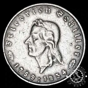 1934 - 5 MARK - Friedrich Schiller - Stuttgart - ALEMANIA - EBC- - Picture 1 of 2
