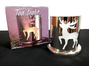 Vela de luz de té de ciervo Chandielier de Navidad votiva plateada nueva en caja - Imagen 1 de 9