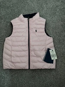 ralph lauren polo reversible pink/blue gilet girls - age 3 - Picture 1 of 4