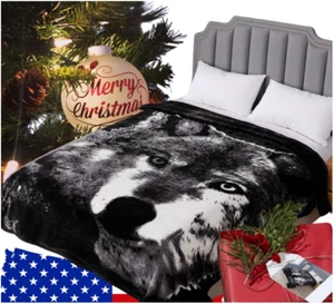 Ultra Plush Wolf Throw Blanket – Faux Fur, Queen Size 75"x90", Soft & Warm - Picture 1 of 8