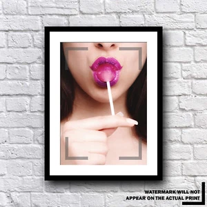 Sexy And Erotic Lips Lolli Pop Sucking Print - Various Sizes And Colours - Bild 1 von 112