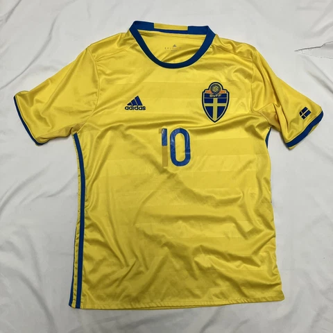 Sweden National Team SVFF Adidas Football Shirt Soccer Jersey Size Medium Worn Cover