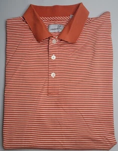 Mens Ashworth Short Sleeve Orange Striped Polo Shirt Size Large - EUC - Picture 1 of 2