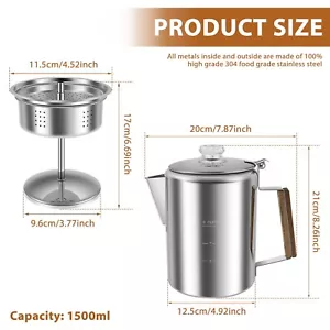 Camping Coffee Pot Stainless Steel Stovetop Coffee Percolator Outdoor MLM - Picture 1 of 11
