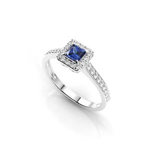 Anillo hecho a mano de plata de ley 925 con piedras preciosas de tanzanita corte princesa envío gratuito - Imagen 1 de 35