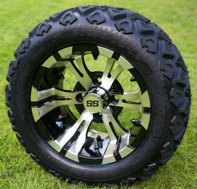 Rueda de carro de golf 12" mecanizada vampiro/negro y neumático todo terreno 20x10-12 - Juego de 4 Foto 1 de 3