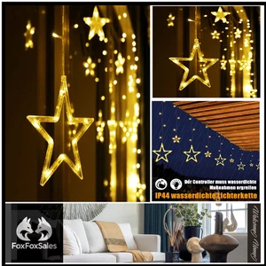 12-Sterne Sternenvorhang | 138 LEDs | 8 Modi | Außen Innen Deko - Bild 1 von 8