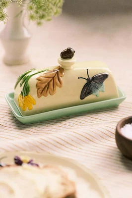 NEW Anthropologie Lidded Butter Dish Faye Fall Icon Stoneware Ceramic - Image 1 of 4