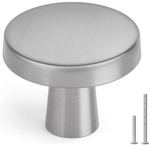 50 Pack Round Brushed Nickel Cabinet Knobs Drawer, Cupboard, With Hardware - Picture 1 of 7