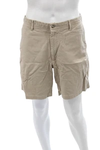Peter Millar Mens Textured Button Zip Pleated Lined Shorts Khaki Size EUR 36 - Picture 1 of 6
