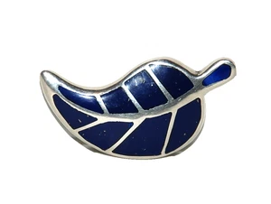 Mexikanische .950 Sterlingsilber Damen Blatt BROSCHE ANSTECKNADEL T5-101 Marineblau 1980er - Bild 1 von 13