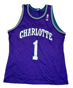 Champion NBA Muggsy Bouges Charlotte Hornets Jersey Check Pics For Size - Picture 1 of 9
