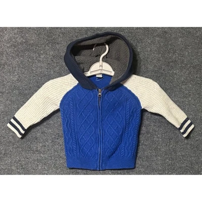 Suéter con capucha tejido con cable azul 2T Baby Gap niños pequeños niños niñas Foto 1 de 4