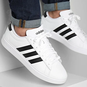 Herren Adidas Grand Court Stil Turnschuhe alle Größen weiß & marineblau neu im Karton AGCWNM - Bild 1 von 12
