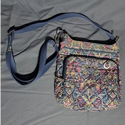 Bolso Bandolera Travelon Antirrobo Viaje Acolchado Cachemira Floral Bolsillos Cremalleras Foto 1 de 4