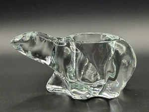 Fermacarte portacandele votivo in vetro trasparente orso polare vintage - Foto 1 di 8