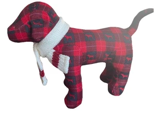 Victoria's Secret Dog Flannel Scarf Pink Collection 6” Winter Red And Black - Picture 1 of 5