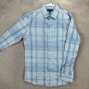 Banana Republic Mens Dress Shirt Large 16-16.5 Blue Plaid Button Up Grant Fit - Picture 1 of 10
