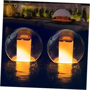 Floating Pool Lights, Waterproof Solar Flame Light,Round Pools Lights Solar - Picture 1 of 8