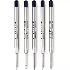 Genuine Parker Ball Pen Ballpoint Refill Quink Flow Medium X 5 Black - Picture 1 of 6