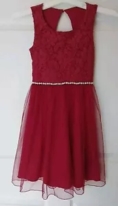 Girls Dress Holiday Occasion Speechless Brand Red Lace Metallic Size 8 - Picture 1 of 4