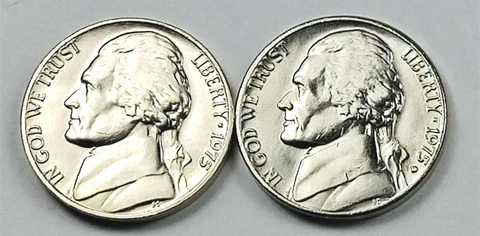 1975 P & D  Jefferson Nickel - BU Set Pulled From OBW Rolls Cover