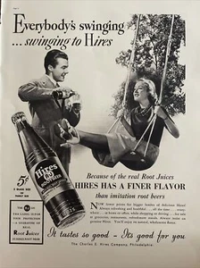 1937 Hires Root Beer print ad. everybody Swinging… Swinging To Hires. - Picture 1 of 1