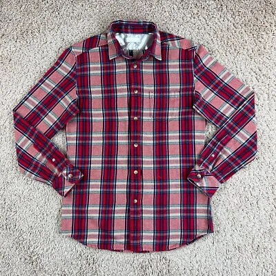 Camisa DIESEL roja azul franela a cuadros manga larga con botones para mujer S logotipo bolsillo Foto 1 de 4
