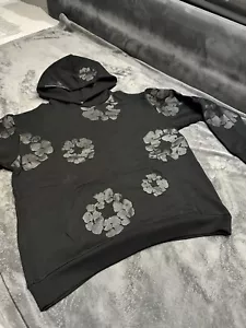 Denim Tears Black Monochrome Cotton Wreath Hoodie Size Medium - Picture 1 of 5
