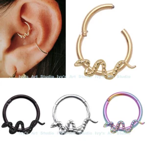 1pc 16g Surgical Steel Snake Nose Clicker Hinged Septum Daith Helix Piercing - Picture 1 of 2