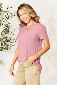 Women Basic Full Size Round Neck Short Sleeve T-Shirt - Picture 1 of 30