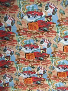 ROUTE 66 COLLAGE  USA ROAD  MAP  COTTON FABRIC VERY COLORFUL   SZ 1 1/2 YDSX41" - Picture 1 of 7