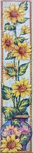 Sunflowers Ceramic Tile Mural Decorative 5 Tiles 75 cm x 15 cm Fireplace Panel - Picture 1 of 7