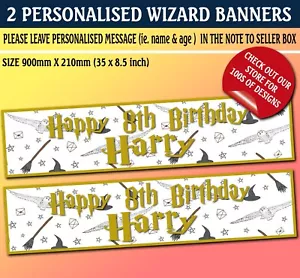 Estandarte de cumpleaños personalizado de Harry Wizard - pancarta de fiesta para niños niños niñas - Imagen 1 de 1