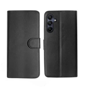Leather Wallet Flip Cover Case for Samsung Galaxy A15 (Black) Black - Picture 1 of 6