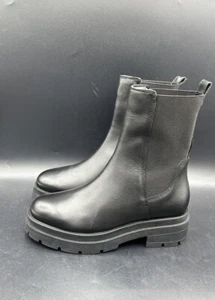 NEW DUNE London Black Leather Chunky CHELSEA Ankle BOOTS SHOE Size 4 37 - Picture 1 of 8