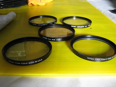 Tiffen 77mm 5x Filter Set / Diffusion #1 & 2 / Fog 1 & 2 /  #812 - Image 1 of 4