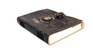 Vintage Leather Diary with Lock – Handmade Antique Journal for Writing & G - Picture 1 of 7
