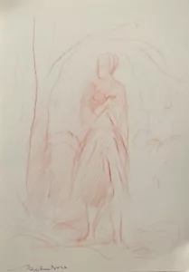 PENCIL SKETCH original art drawing people study affordable gift artist BELAUBRE - Picture 1 of 1