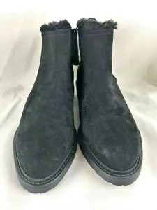 FOREVER 21 Womens Ankle Boots Black Back Zipper Almond Toe Faux Fur Lined 7 NEW - Picture 1 of 7