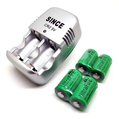 4 PCS CR2 CR-2 15270 800mAh 3.0V Rechargeable Battery + 1 PC Charger - Image 1 of 4