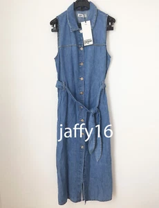 ZARA NEW WOMAN AUTHENTIC DENIM SHIRT DRESS TIED BELT MIDI BLUE XS-L 4365/011 - Picture 1 of 5