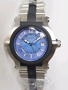 Renato GMT Swiss Quartz Watch Blue Mother of Pearl Dial 44mm - Picture 1 of 5