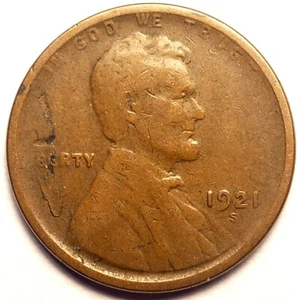 1921-S LINCOLN WHEAT CENT PENNY 1C GOOD #MC_230 - Picture 1 of 3