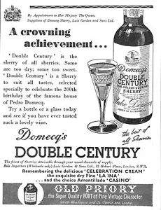 1965 ANZEIGE für Domecq "DOUBLE CENTURY" Sherry Vintage Original Print Ad 488/08 - Bild 1 von 1