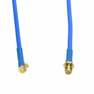 RP-SMA female to MCX male elbow RG402 .141" RF Flexible Semi-Rigid Jacket 4~40" - Picture 1 of 4