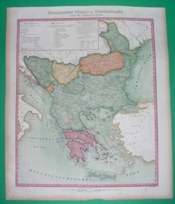 1856 ORIGINAL MAP SERBIA BULGARIA ROMANIA GREECE ALBANIA MOLDAVIA BOSNIA TURKEY - Image 1 of 4