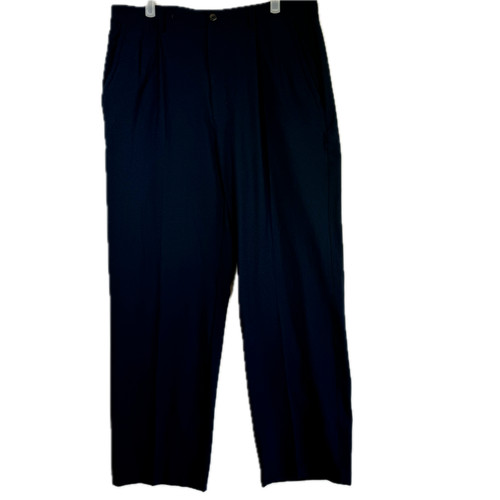 Nike Golf Uomo Pantaloni Eleganti 34 X 32 Navy Elasticizzati Pieghe Oxford Carriere Formali M425
