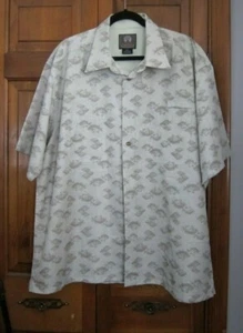 Weatherproof Garment Co Mens Green Vented XXL Shirt Fish Print 2 Pocket 2XL EUC - Picture 1 of 4