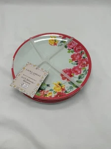 LAURA ASHLEY Melamine Pink & Yellow Roses 8" Salad Plates SET OF 4 NWT See Photo - Picture 1 of 7